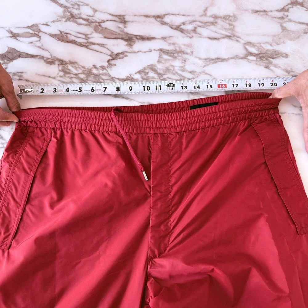 Prada Men's Red Re-Nylon Jogging Pants SPH374 Large, Triangle logo, stretch